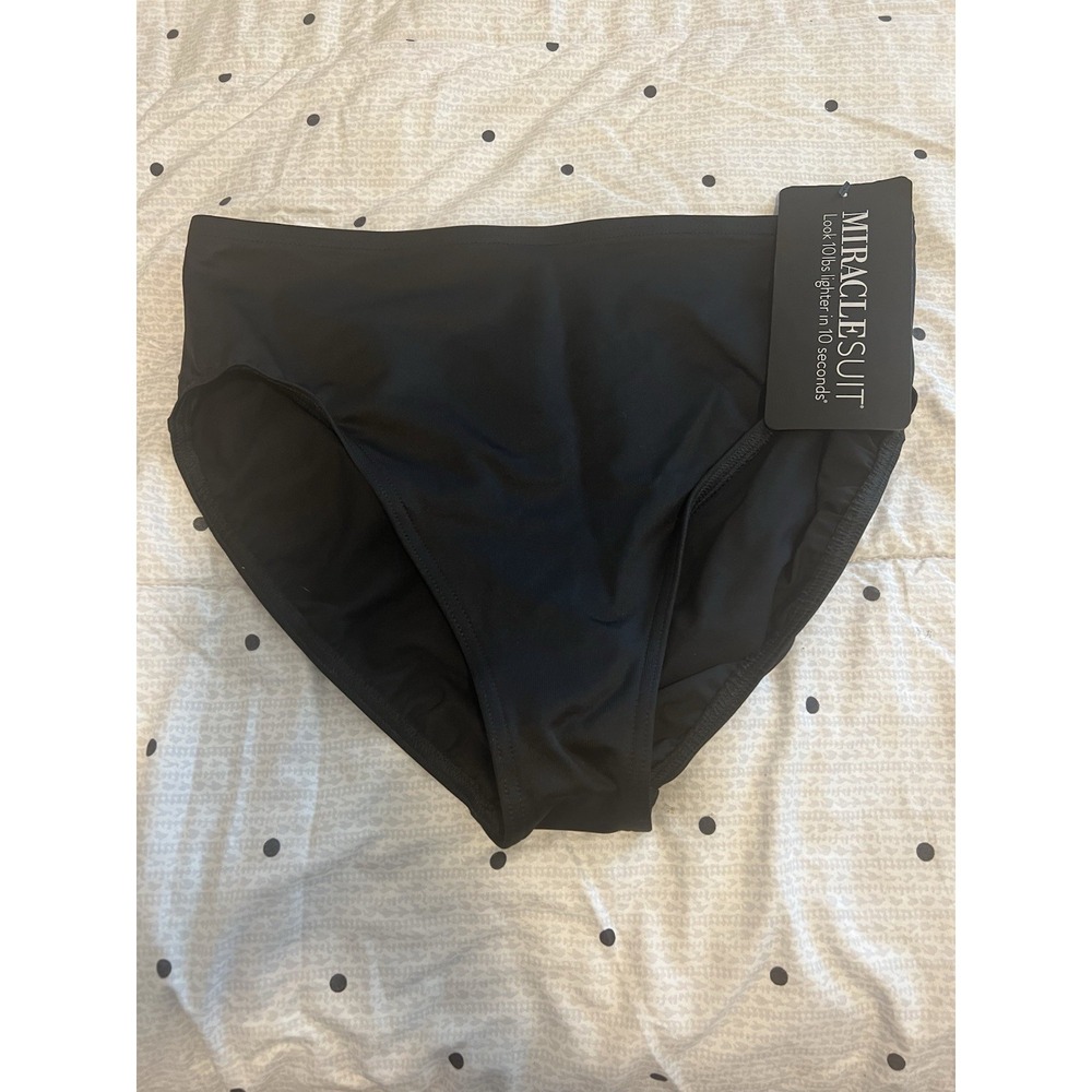 Miraclesuit Women's Tummy Control Bikini Swim‎ Bottoms Sz 16 Solid Black Pant